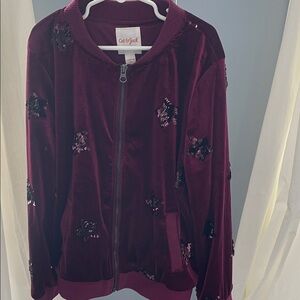 Cat & Jack Kids Deep Purple Sequin Bomber Jacket